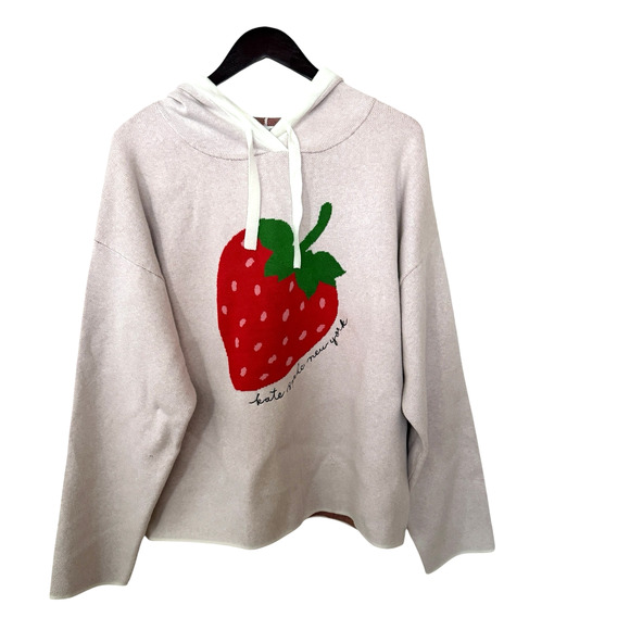 NWT Kate Spade x Target Strawberry Hoodie XL Cream Limited Edition Pullover - Picture 4 of 12